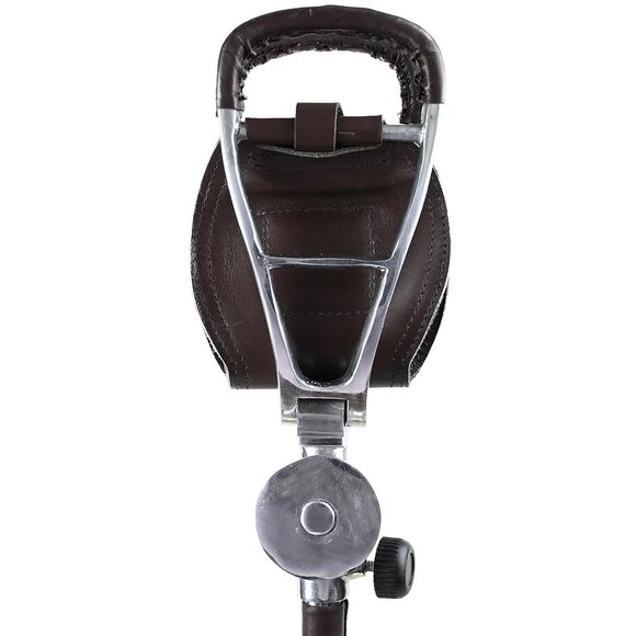 Outdoor Leather Stick With Portable Seat Stainless Steel Foldable Stool NEW - Picture 3 of 14